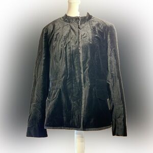 Women’s size 16 ColdWater creek black velvet Nehru collar jacket hidden‎ buttons